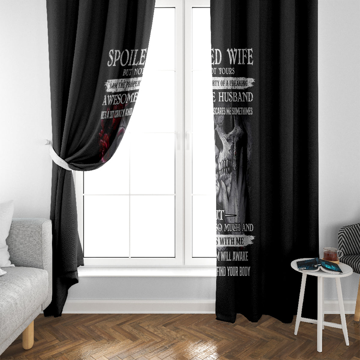 Skull Window Curtain Skull Girl Spoiled Wife - Wonder Print Shop