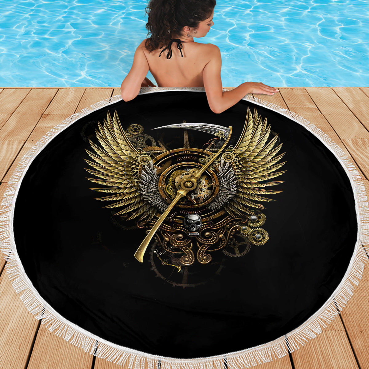 Skull Beach Blanket Golden Skull Steampunk - Wonder Print Shop