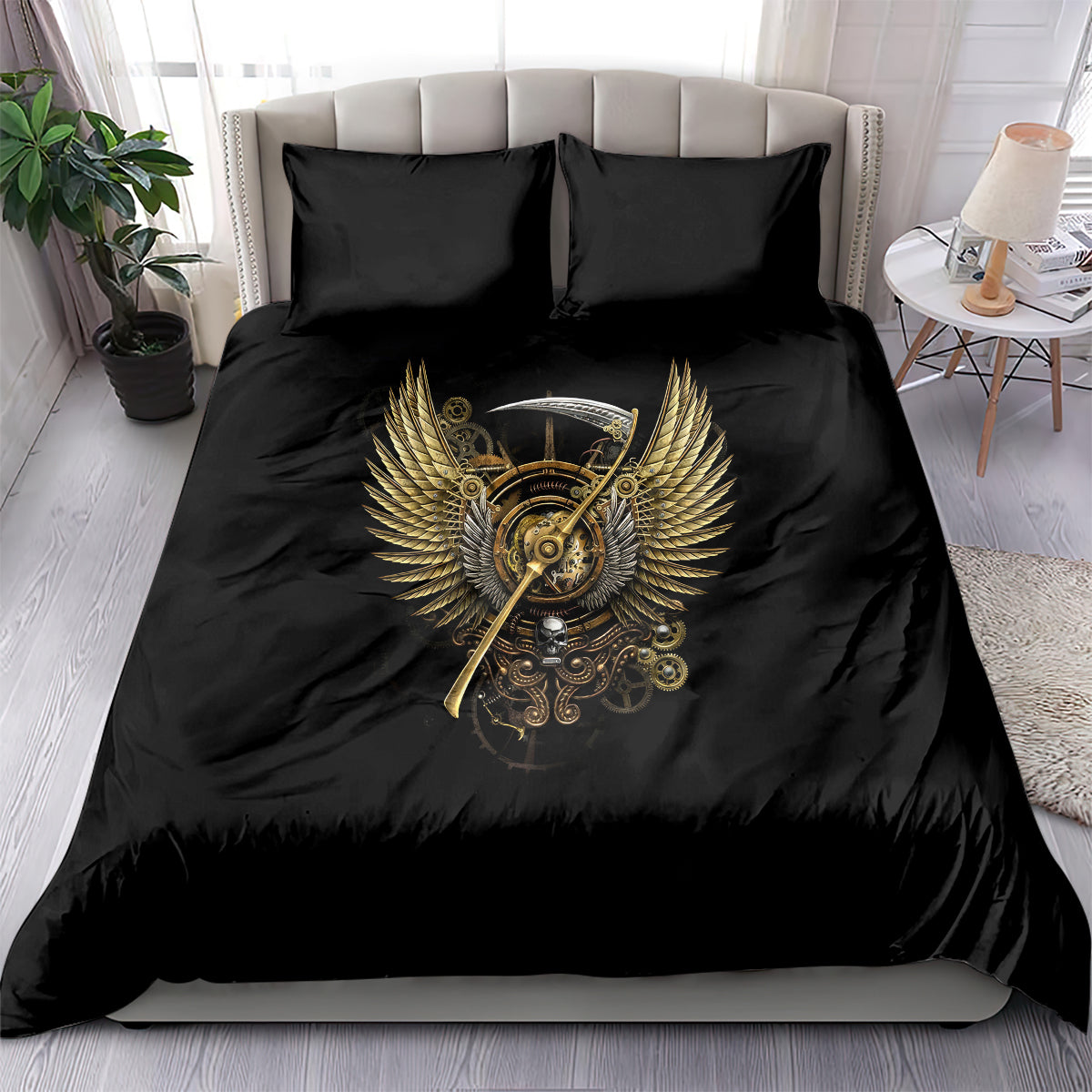 Skull Bedding Set Golden Skull Steampunk - Wonder Print Shop