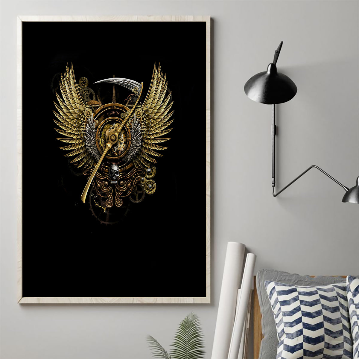 Skull Canvas Wall Art Golden Skull Steampunk - Wonder Print Shop
