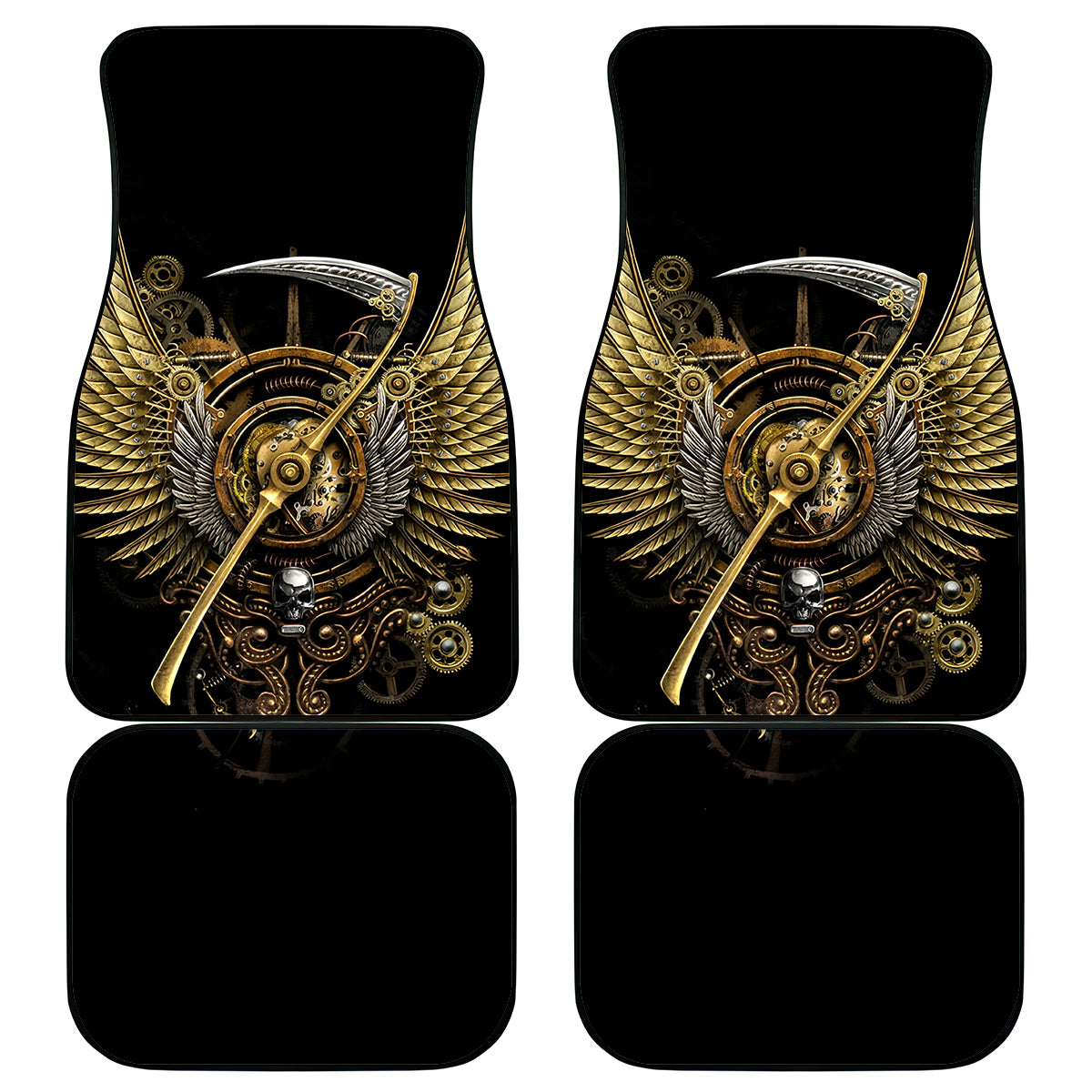 Skull Car Mats Golden Skull Steampunk - Wonder Print Shop