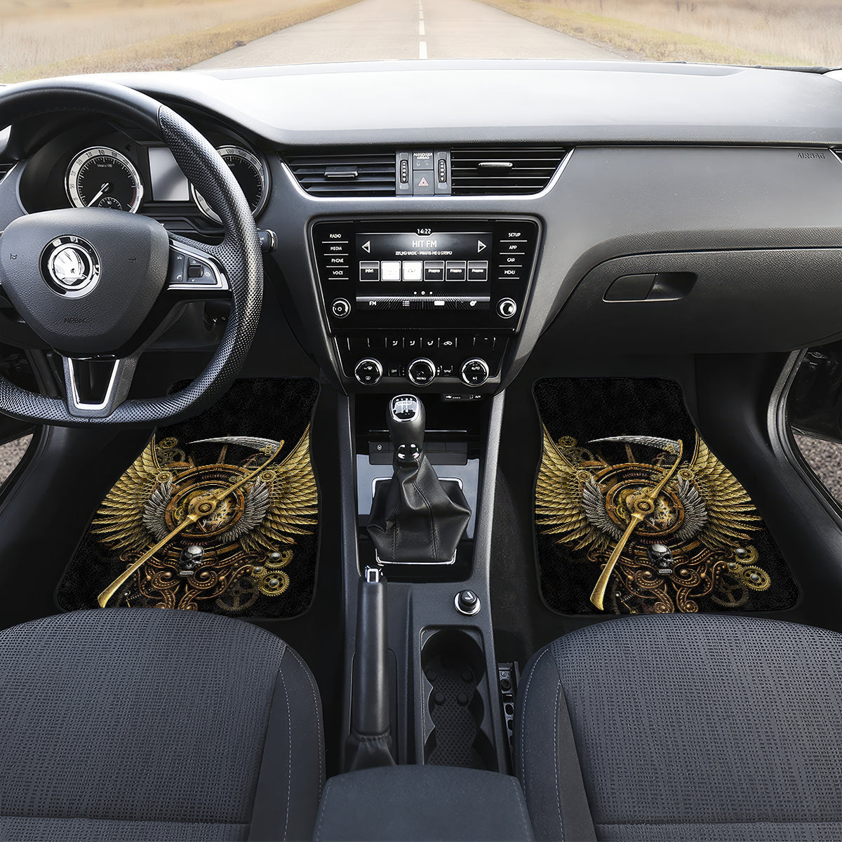 Skull Car Mats Golden Skull Steampunk - Wonder Print Shop