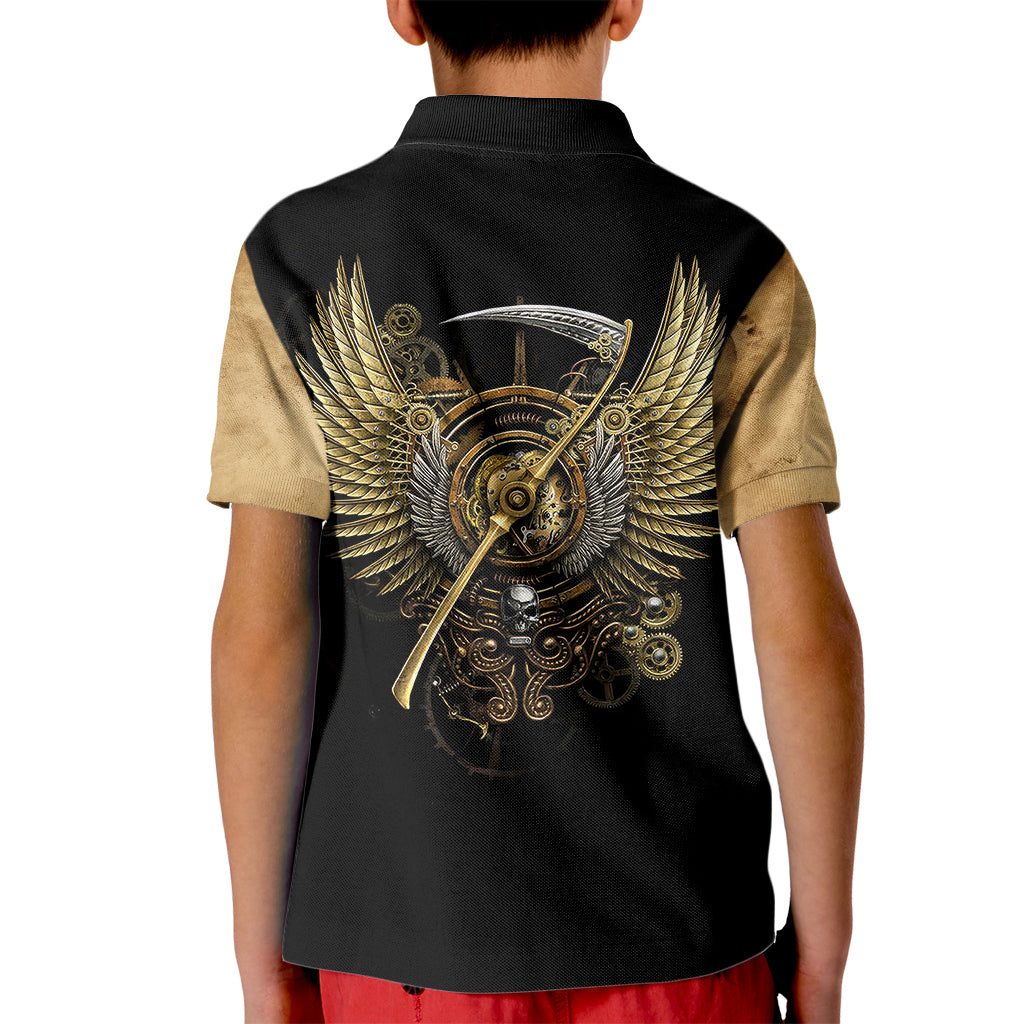 Skull Kid Polo Shirt Golden Skull Steampunk - Wonder Print Shop