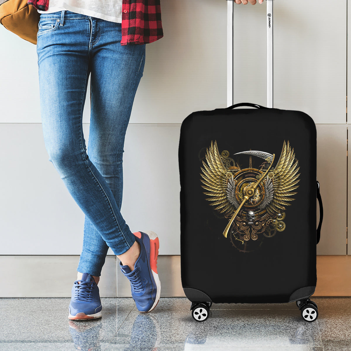Skull Luggage Cover Golden Skull Steampunk - Wonder Print Shop
