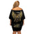 Skull Off Shoulder Short Dress Golden Skull Steampunk - Wonder Print Shop
