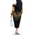Skull Off The Shoulder Long Sleeve Dress Golden Skull Steampunk - Wonder Print Shop