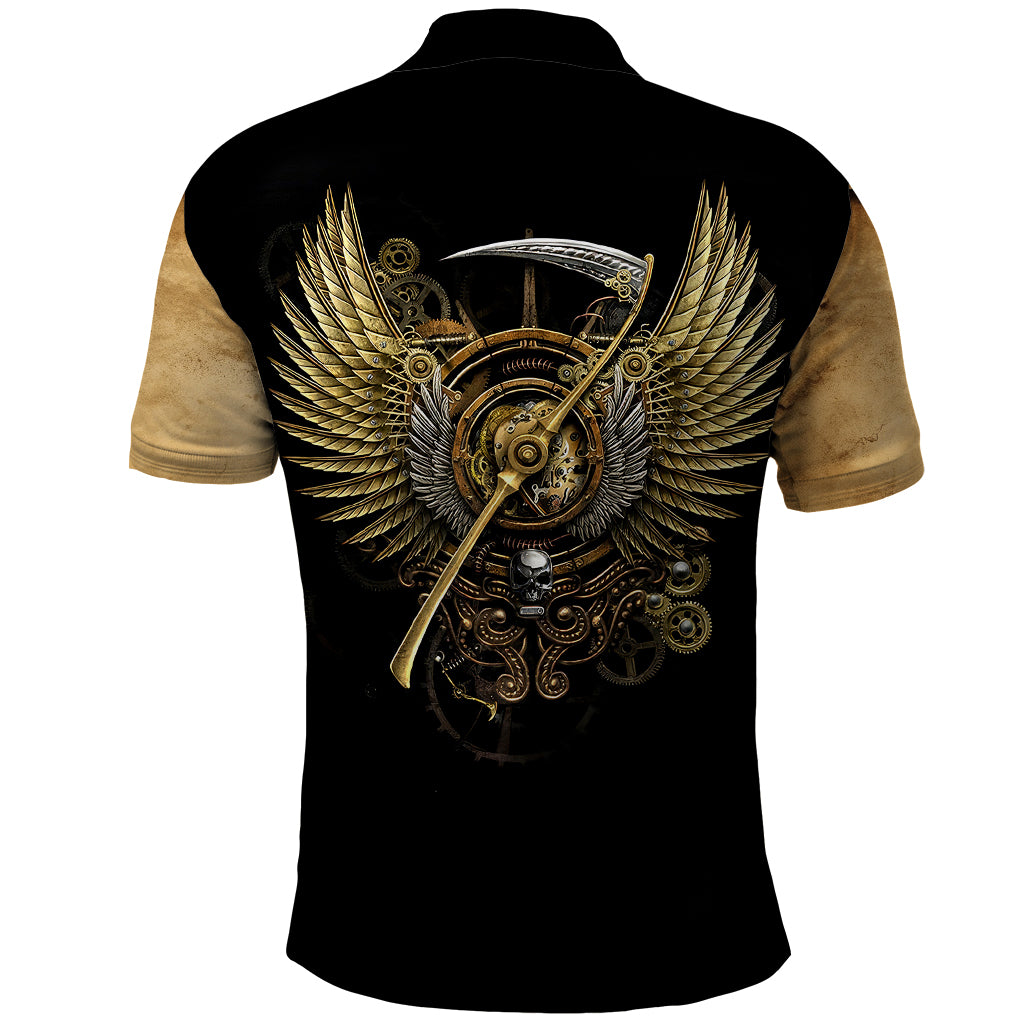 Skull Polo Shirt Golden Skull Steampunk - Wonder Print Shop