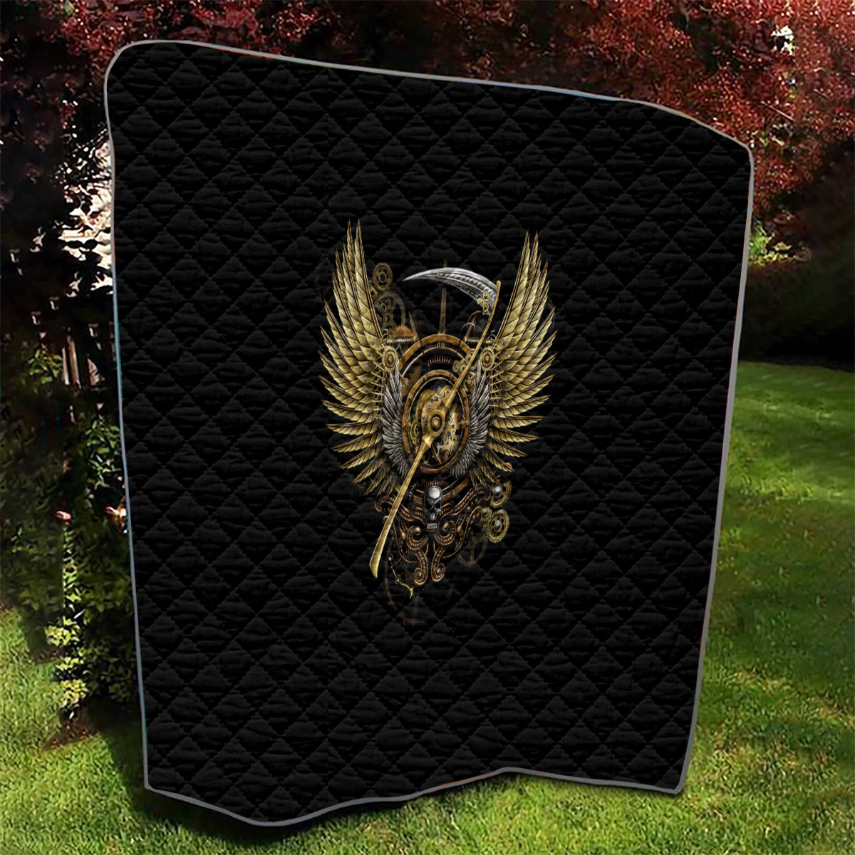 Skull Quilt Golden Skull Steampunk - Wonder Print Shop