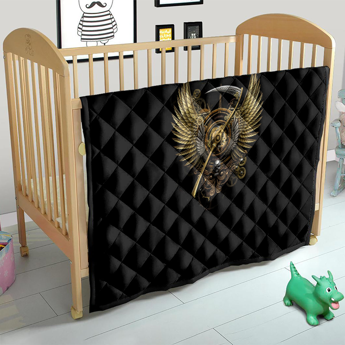 Skull Quilt Golden Skull Steampunk - Wonder Print Shop