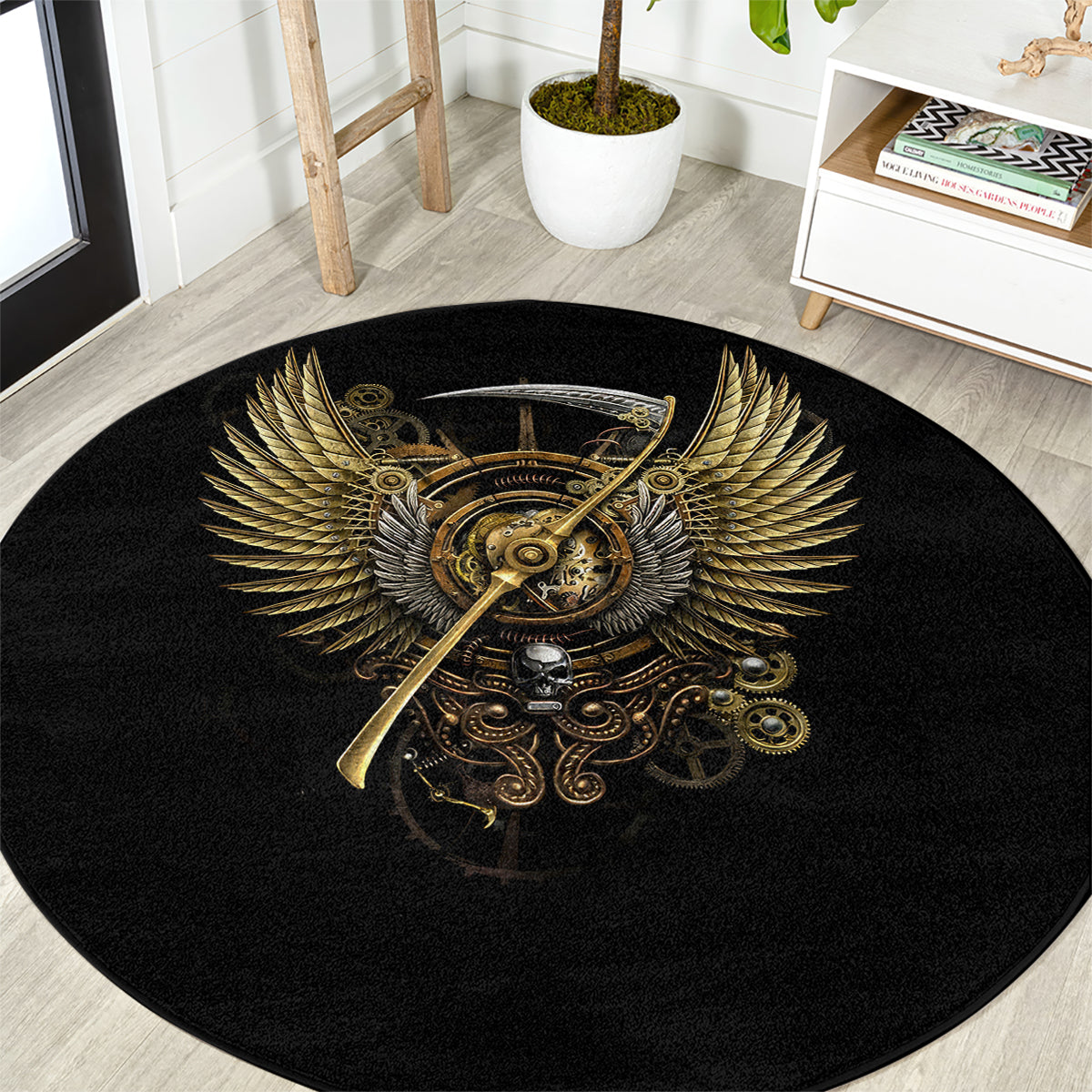 skull-round-carpet-golden-skull-steampunk