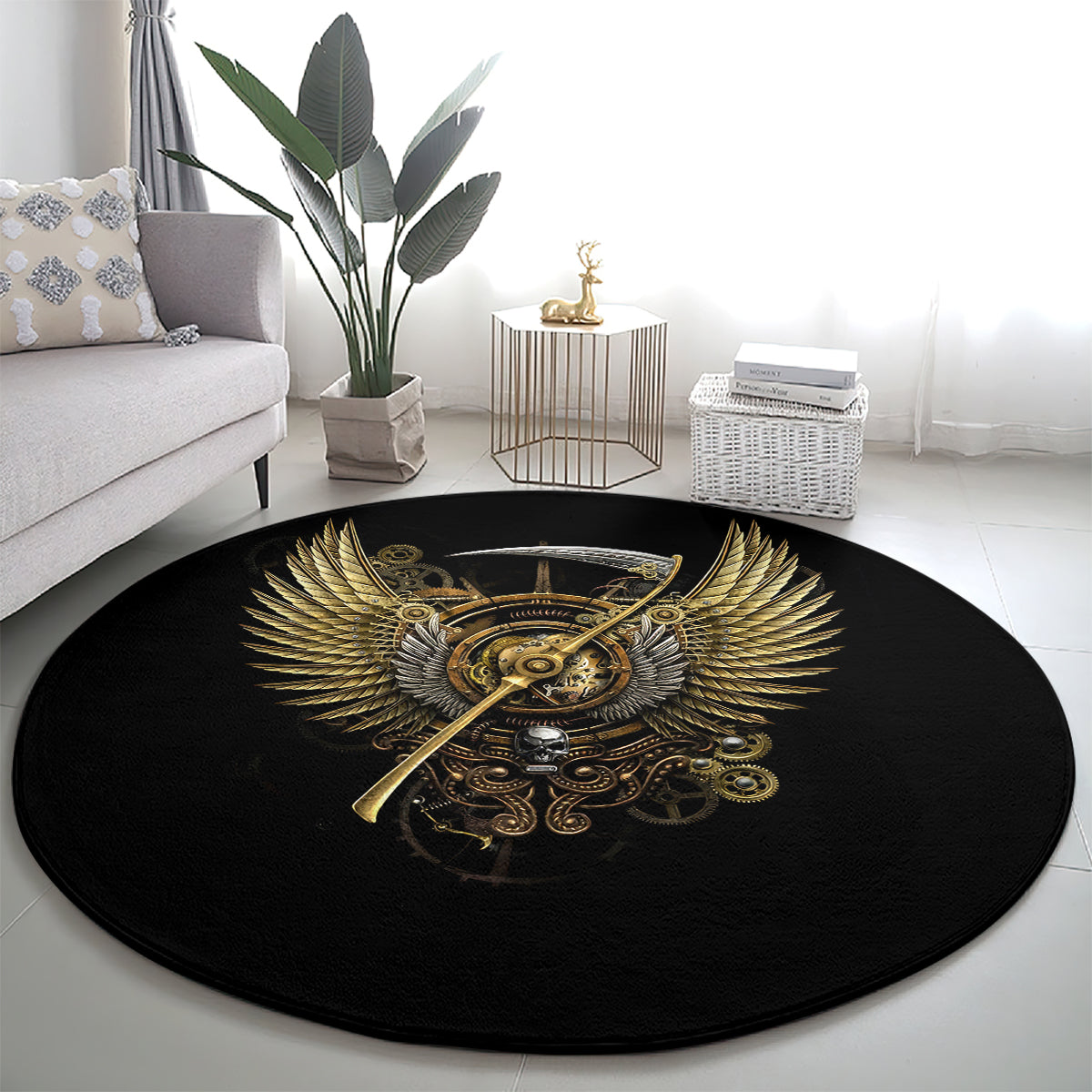 skull-round-carpet-golden-skull-steampunk