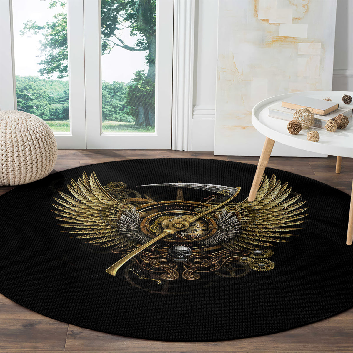skull-round-carpet-golden-skull-steampunk