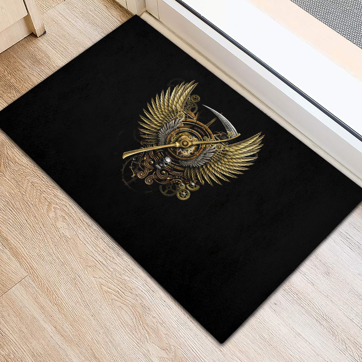Skull Rubber Doormat Golden Skull Steampunk - Wonder Print Shop