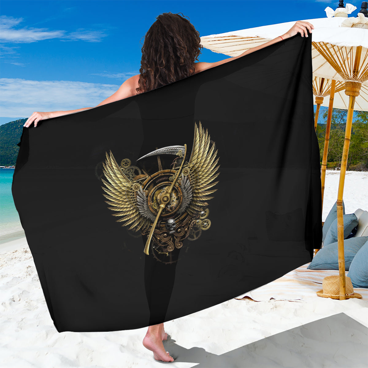 Skull Sarong Golden Skull Steampunk - Wonder Print Shop