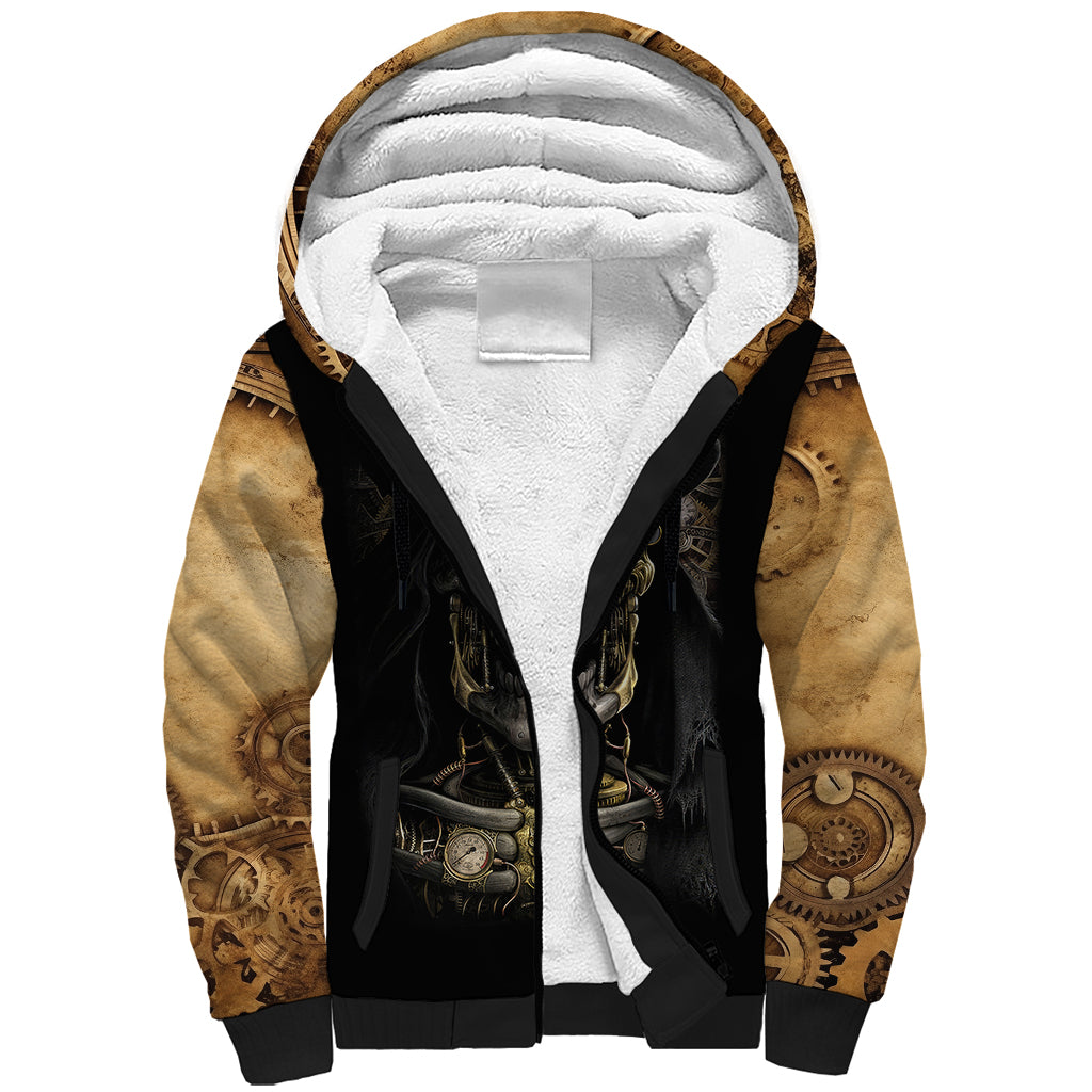 Skull Sherpa Hoodie Golden Skull Steampunk - Wonder Print Shop