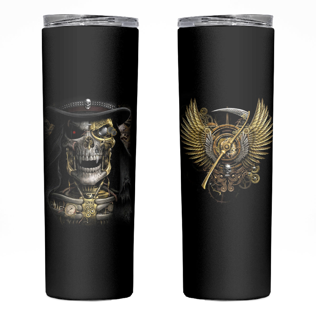 Skull Skinny Tumbler Golden Skull Steampunk - Wonder Print Shop