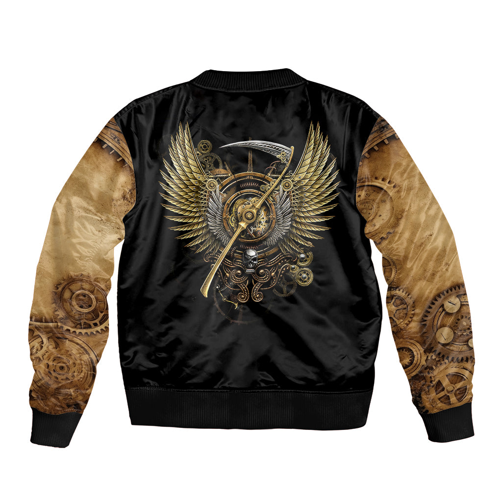 Skull Sleeve Zip Bomber Jacket Golden Skull Steampunk - Wonder Print Shop