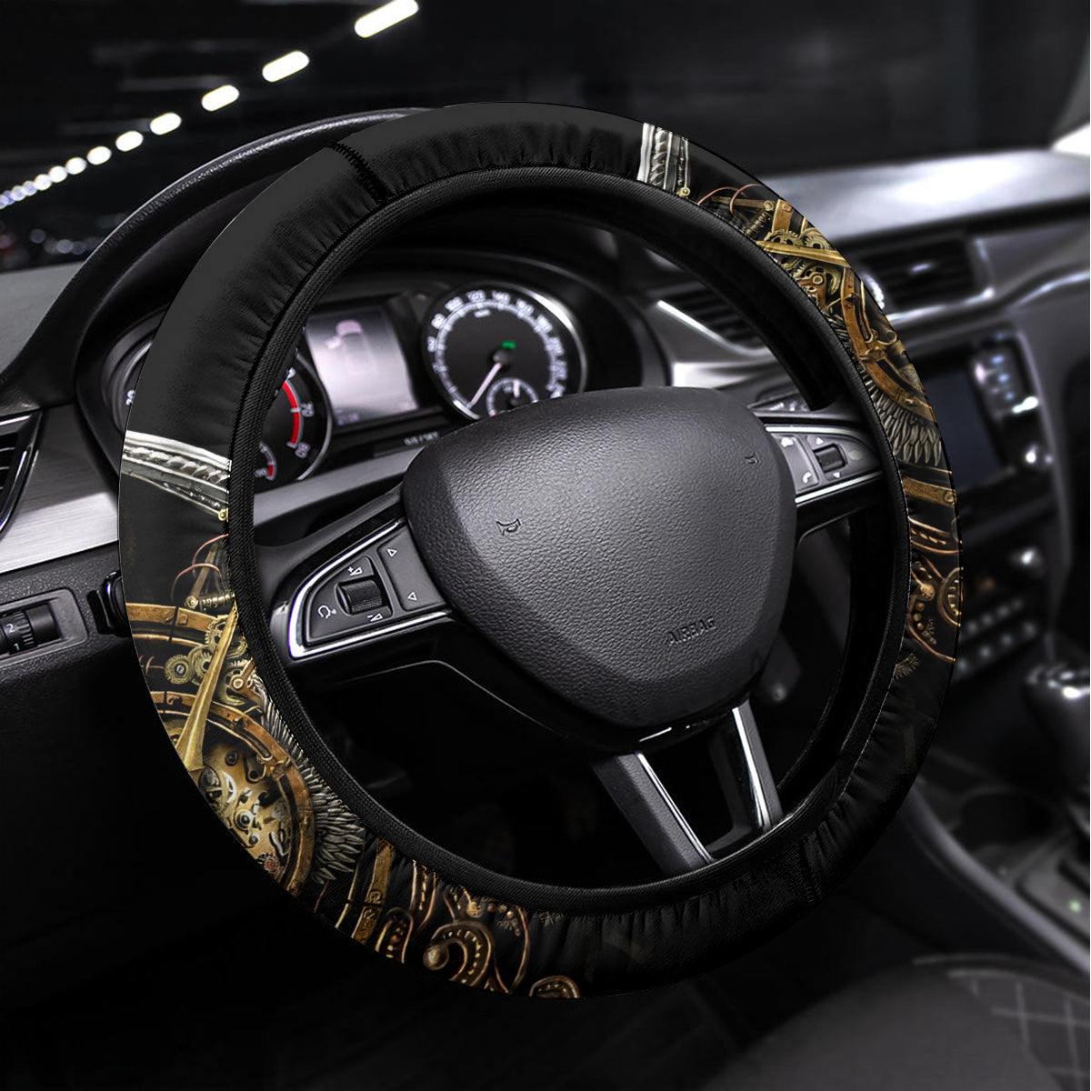 Skull Steering Wheel Cover Golden Skull Steampunk - Wonder Print Shop