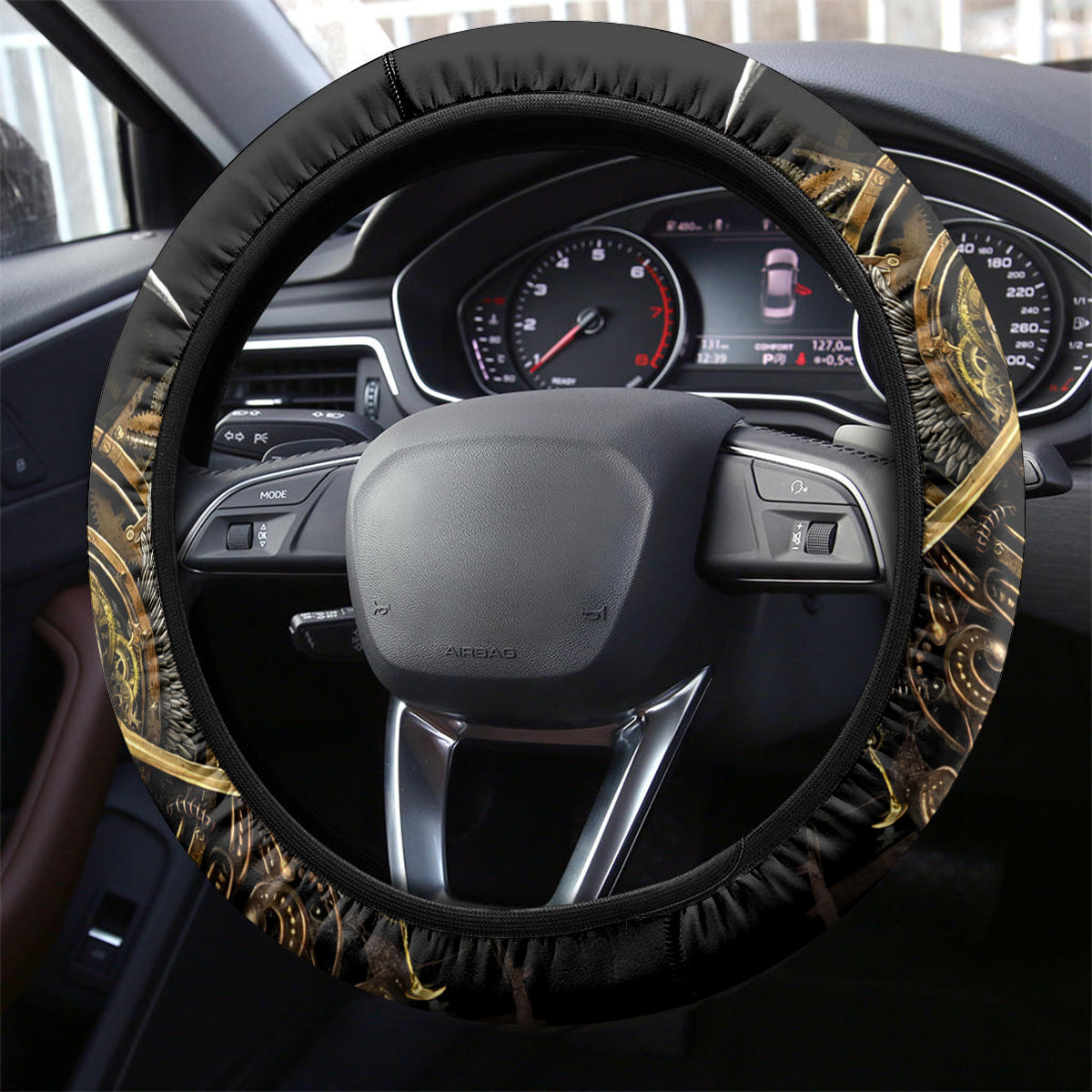 Skull Steering Wheel Cover Golden Skull Steampunk - Wonder Print Shop