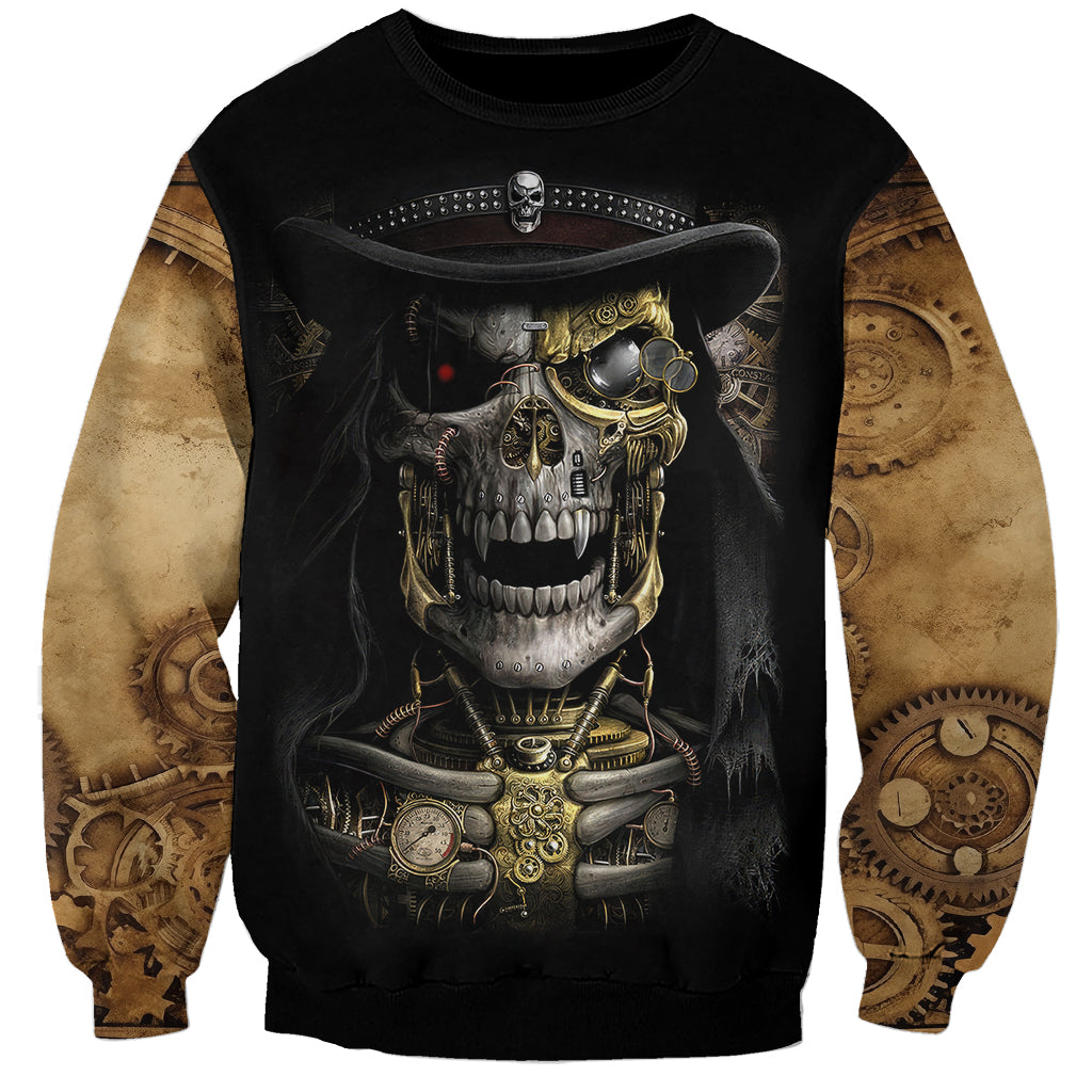 Skull Sweatshirt Golden Skull Steampunk - Wonder Print Shop