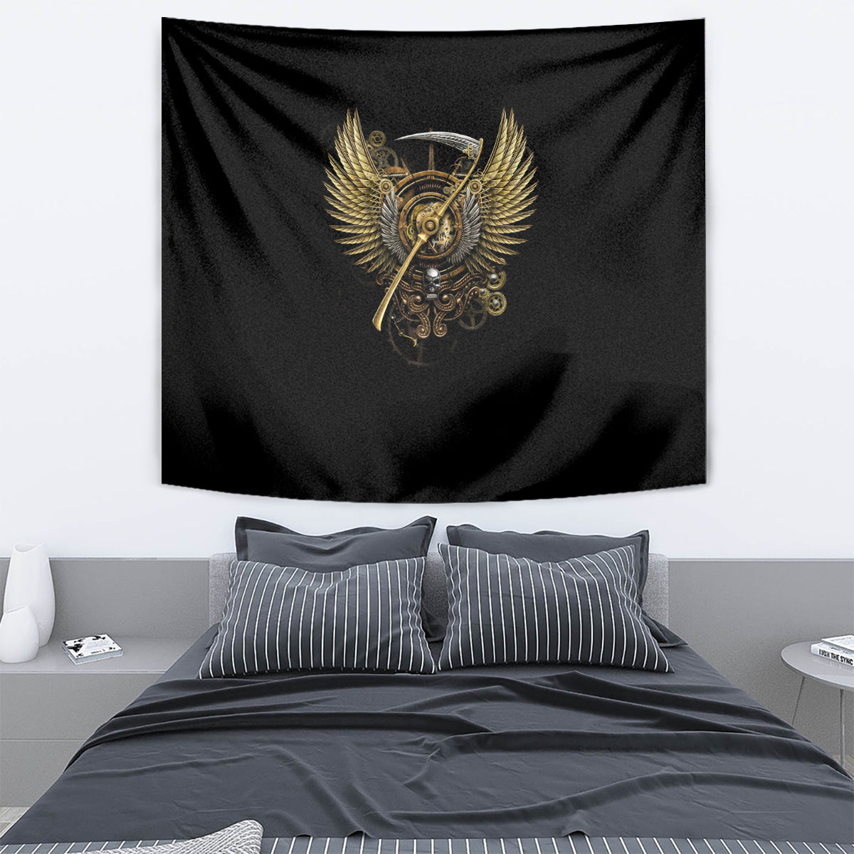 Skull Tapestry Golden Skull Steampunk - Wonder Print Shop