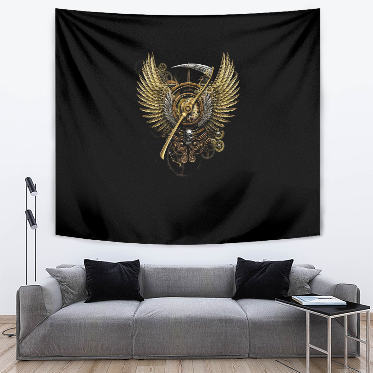 Skull Tapestry Golden Skull Steampunk - Wonder Print Shop