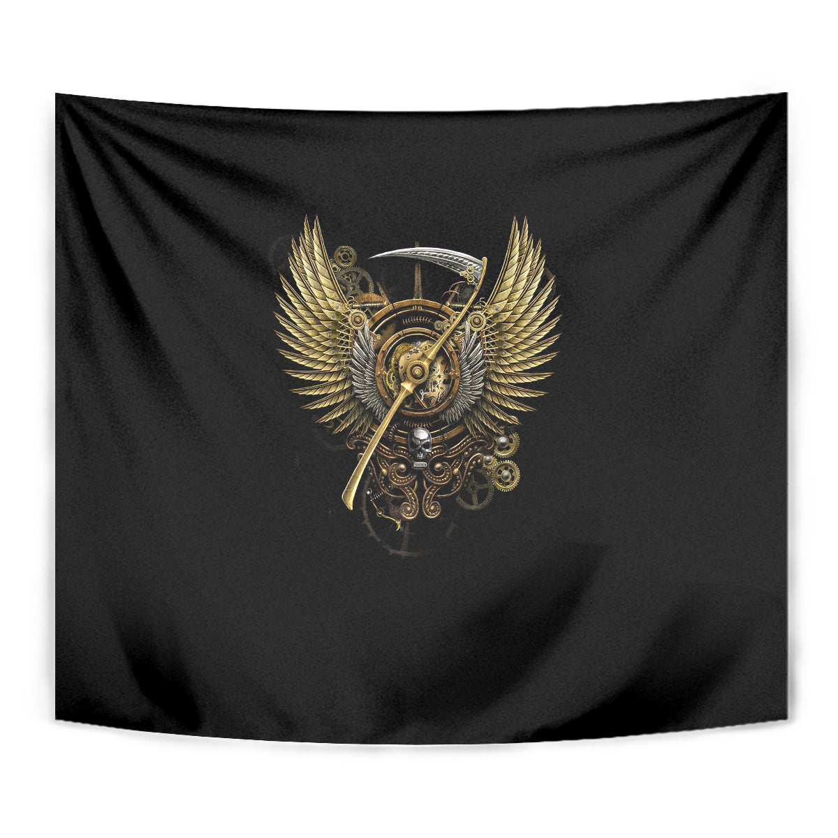 Skull Tapestry Golden Skull Steampunk - Wonder Print Shop