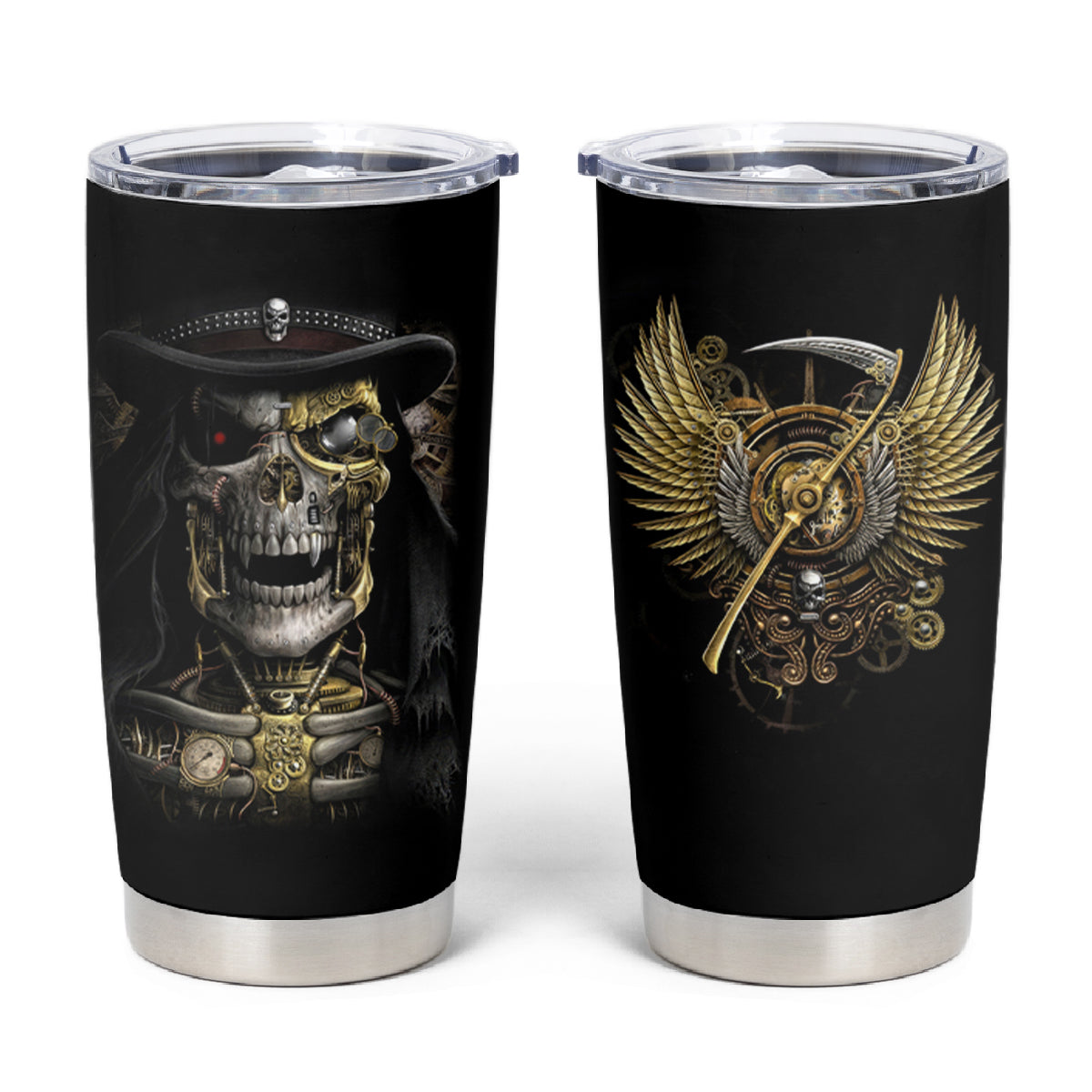 Skull Tumbler Cup Golden Skull Steampunk - Wonder Print Shop