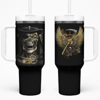 Skull Tumbler With Handle Golden Skull Steampunk - Wonder Print Shop