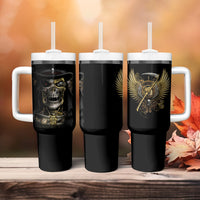 Skull Tumbler With Handle Golden Skull Steampunk - Wonder Print Shop