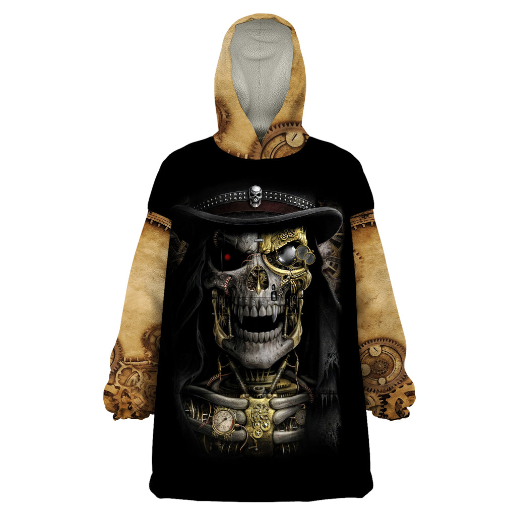 Skull Wearable Blanket Hoodie Golden Skull Steampunk - Wonder Print Shop
