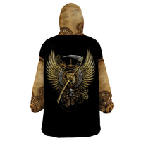 Skull Wearable Blanket Hoodie Golden Skull Steampunk - Wonder Print Shop
