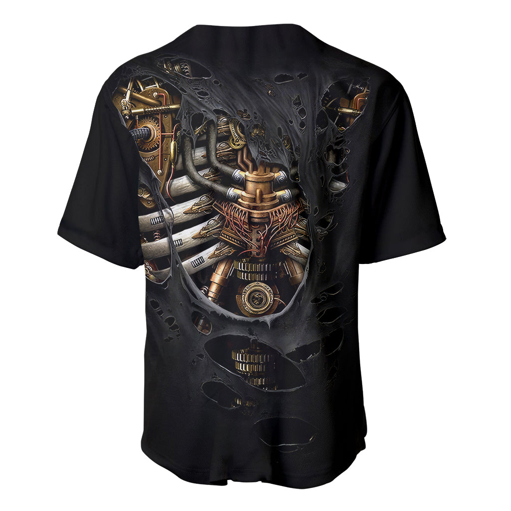 Skull Baseball Jersey Skeleton Steampunk Heart Inside - Wonder Print Shop