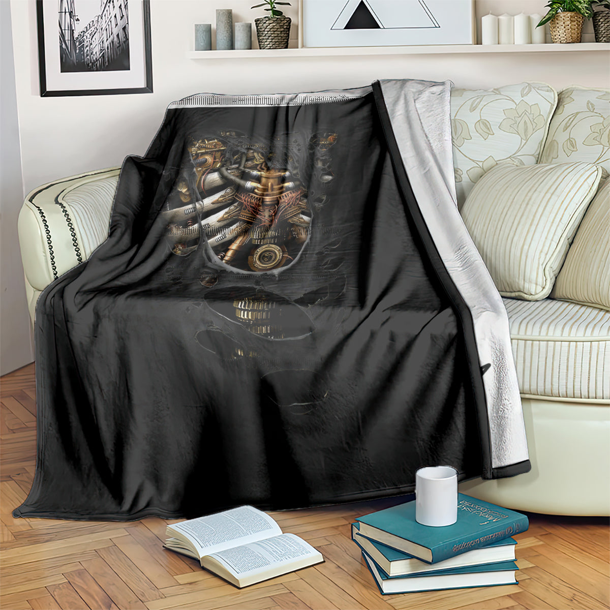 skull-blanket-skeleton-steampunk-heart-inside
