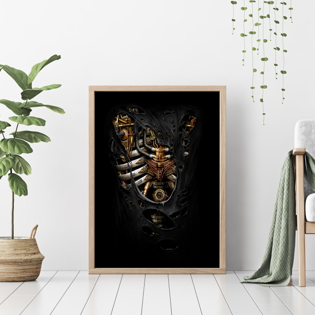 Skull Canvas Wall Art Skeleton Steampunk Heart Inside - Wonder Print Shop