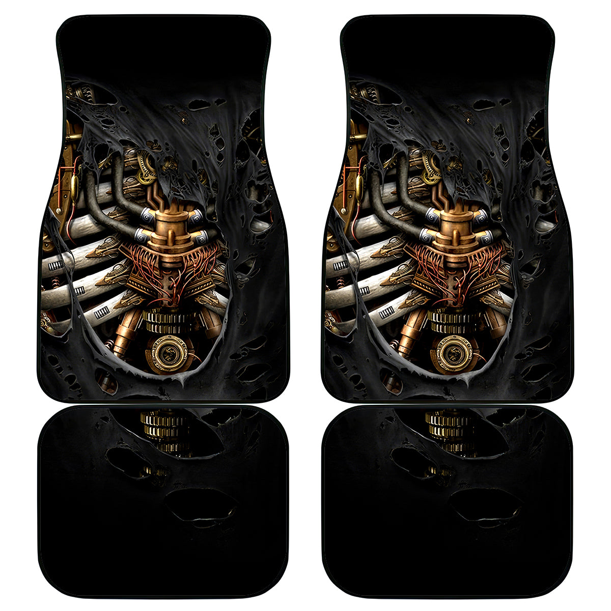 Skull Car Mats Skeleton Steampunk Heart Inside - Wonder Print Shop