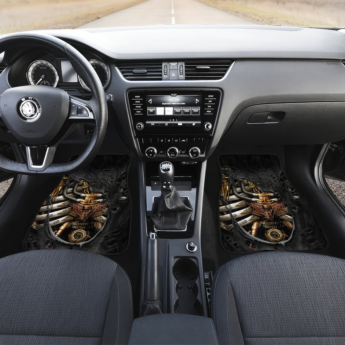 Skull Car Mats Skeleton Steampunk Heart Inside - Wonder Print Shop