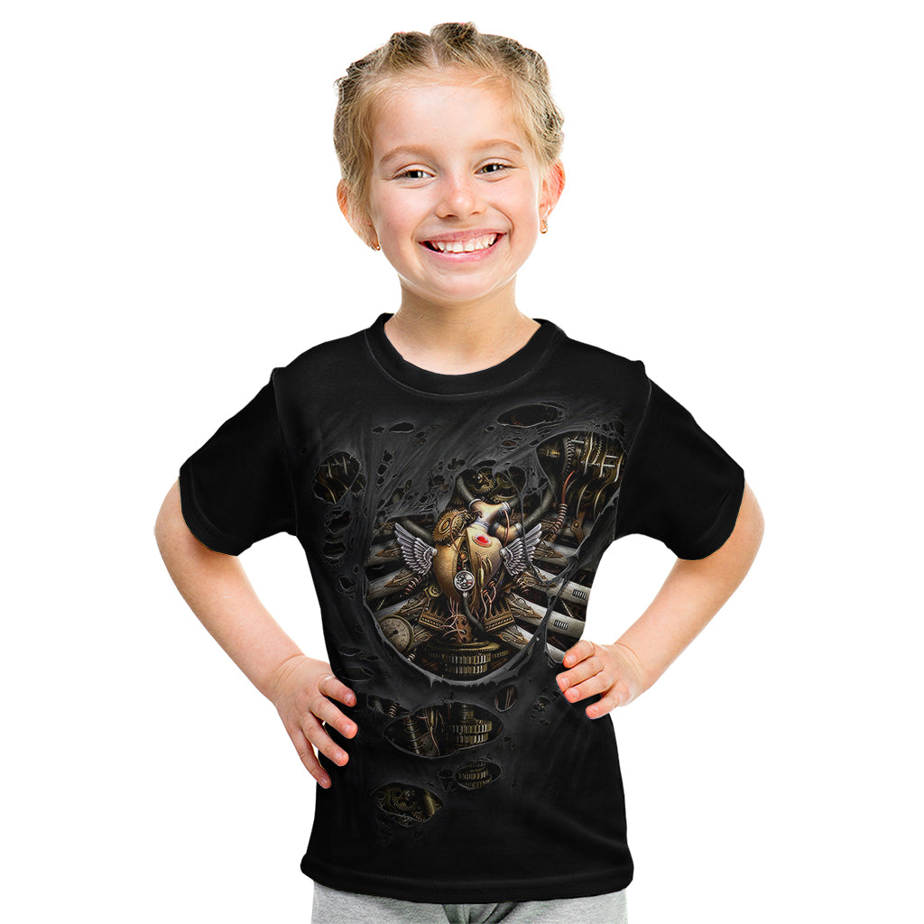 Skull Kid T Shirt Skeleton Steampunk Heart Inside - Wonder Print Shop