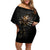 Skull Off Shoulder Short Dress Skeleton Steampunk Heart Inside - Wonder Print Shop