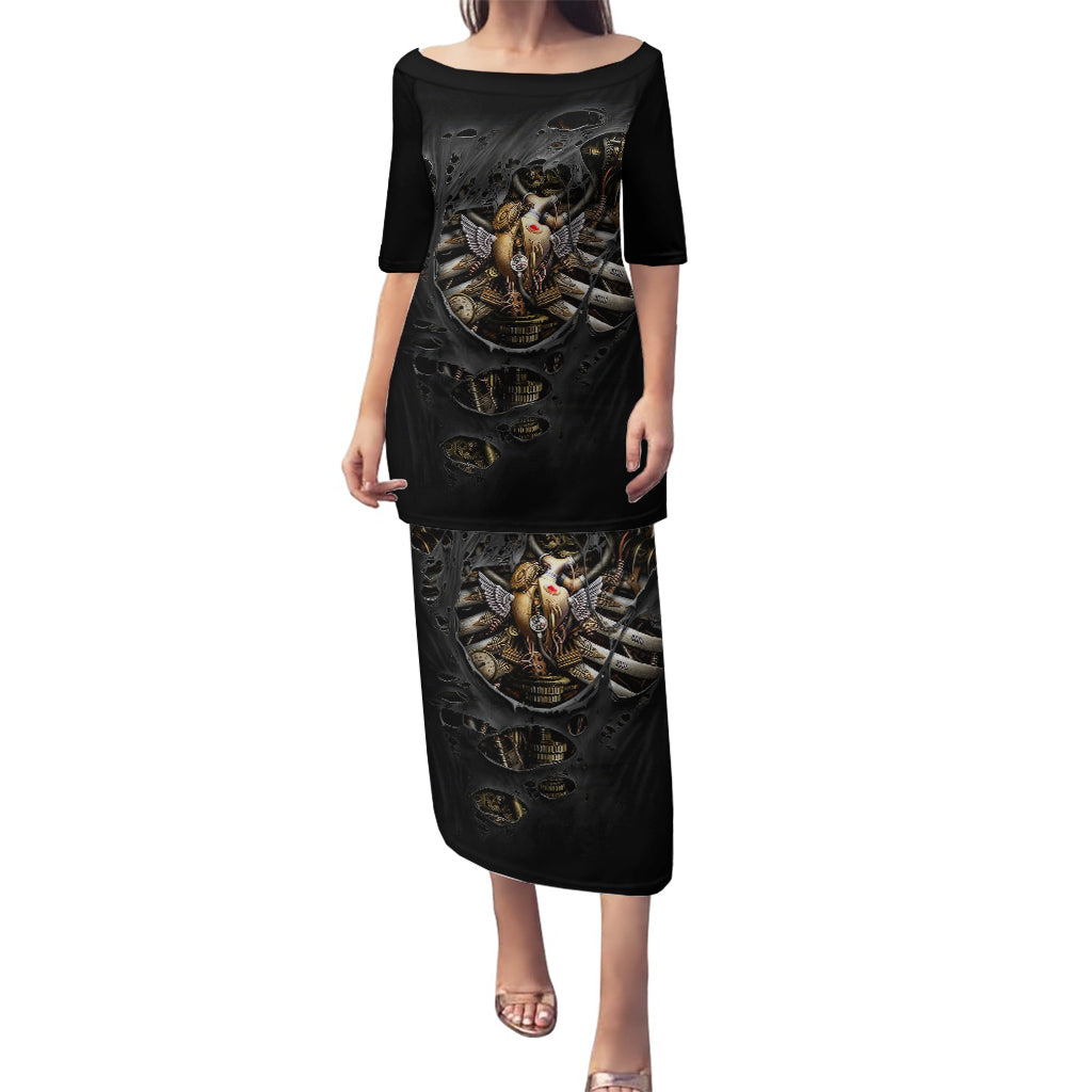 Skull Puletasi Skeleton Steampunk Heart Inside - Wonder Print Shop