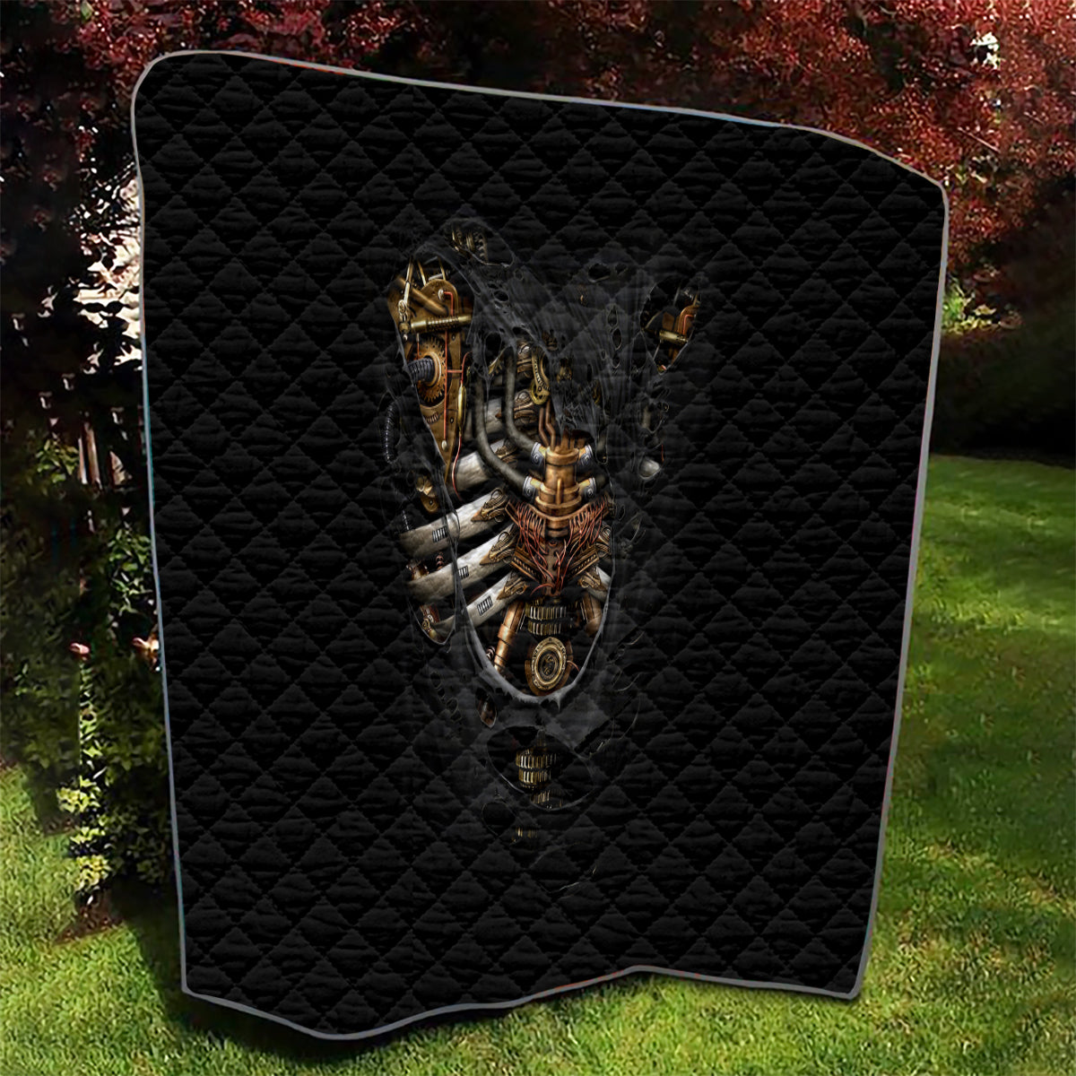 Skull Quilt Skeleton Steampunk Heart Inside - Wonder Print Shop