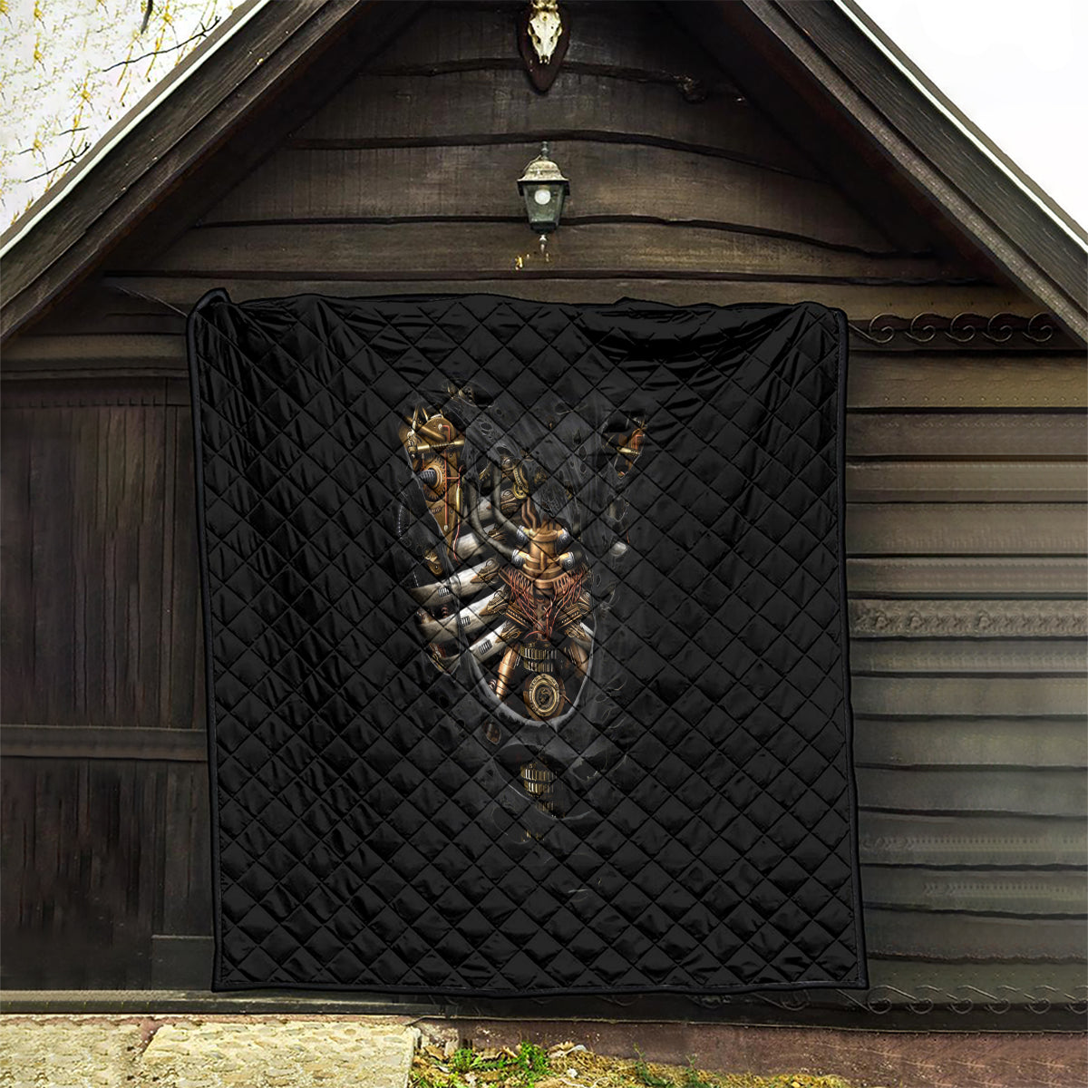 Skull Quilt Skeleton Steampunk Heart Inside - Wonder Print Shop