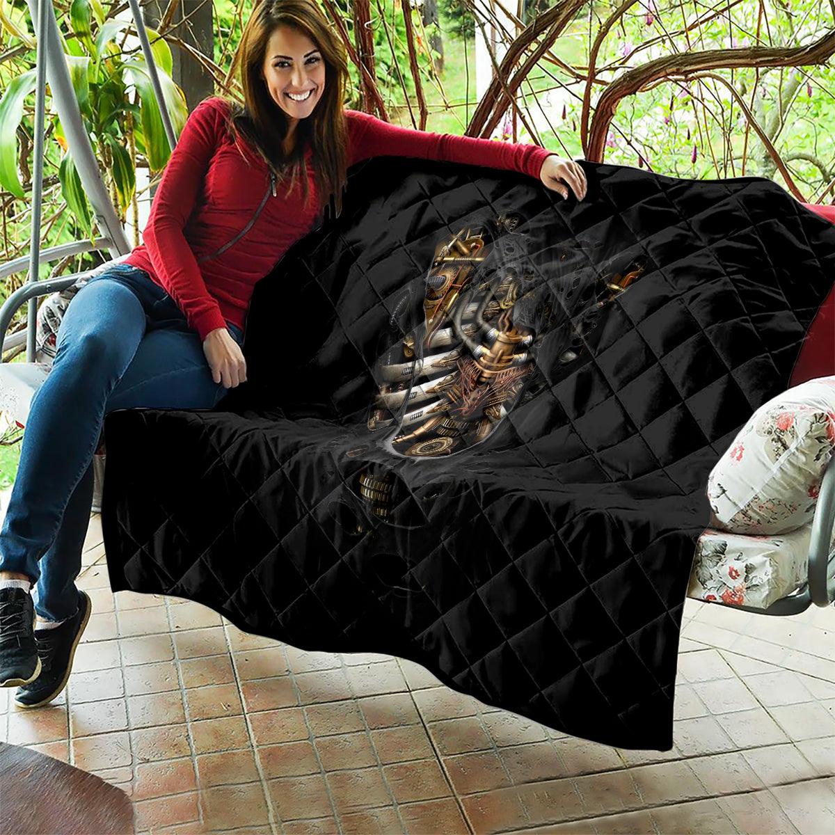 Skull Quilt Skeleton Steampunk Heart Inside - Wonder Print Shop