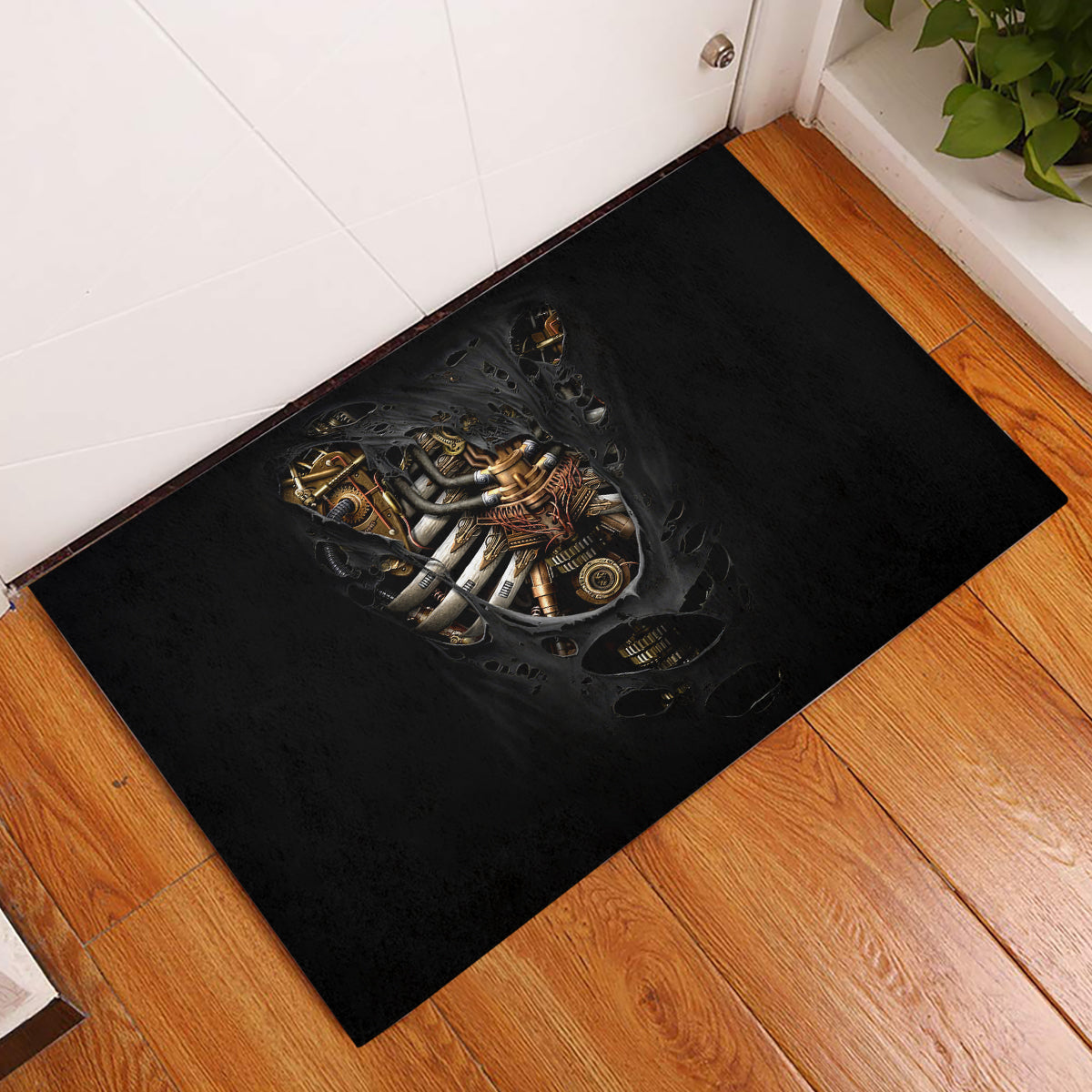 Skull Rubber Doormat Skeleton Steampunk Heart Inside - Wonder Print Shop