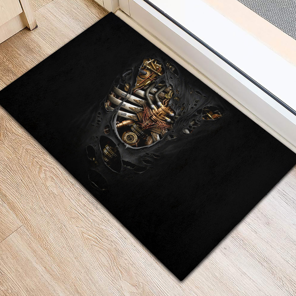 Skull Rubber Doormat Skeleton Steampunk Heart Inside - Wonder Print Shop