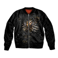 Skull Sleeve Zip Bomber Jacket Skeleton Steampunk Heart Inside - Wonder Print Shop
