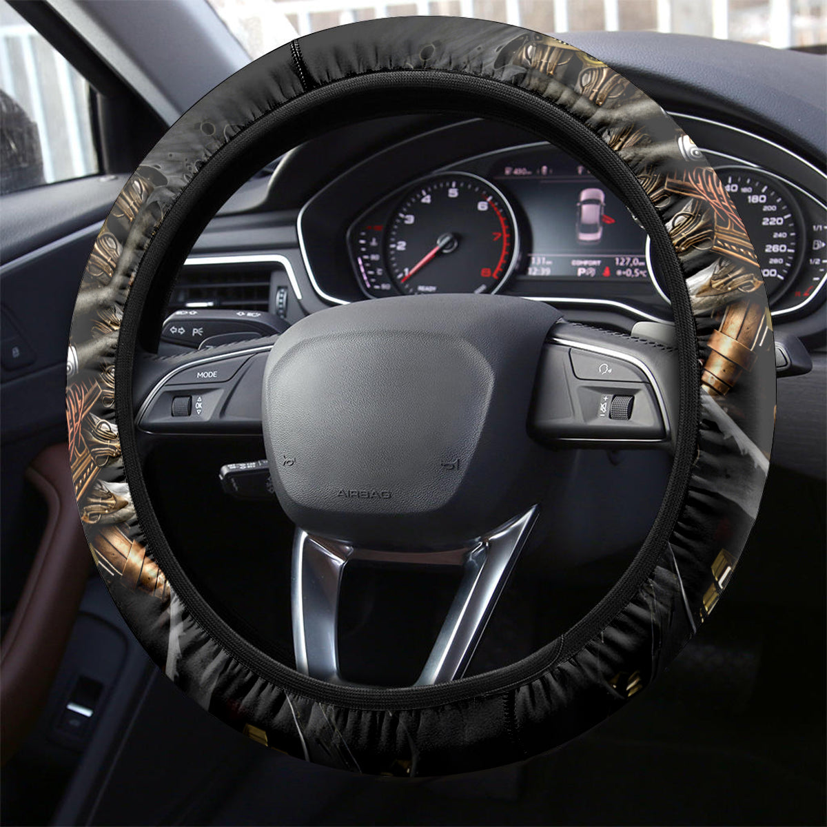 Skull Steering Wheel Cover Skeleton Steampunk Heart Inside - Wonder Print Shop