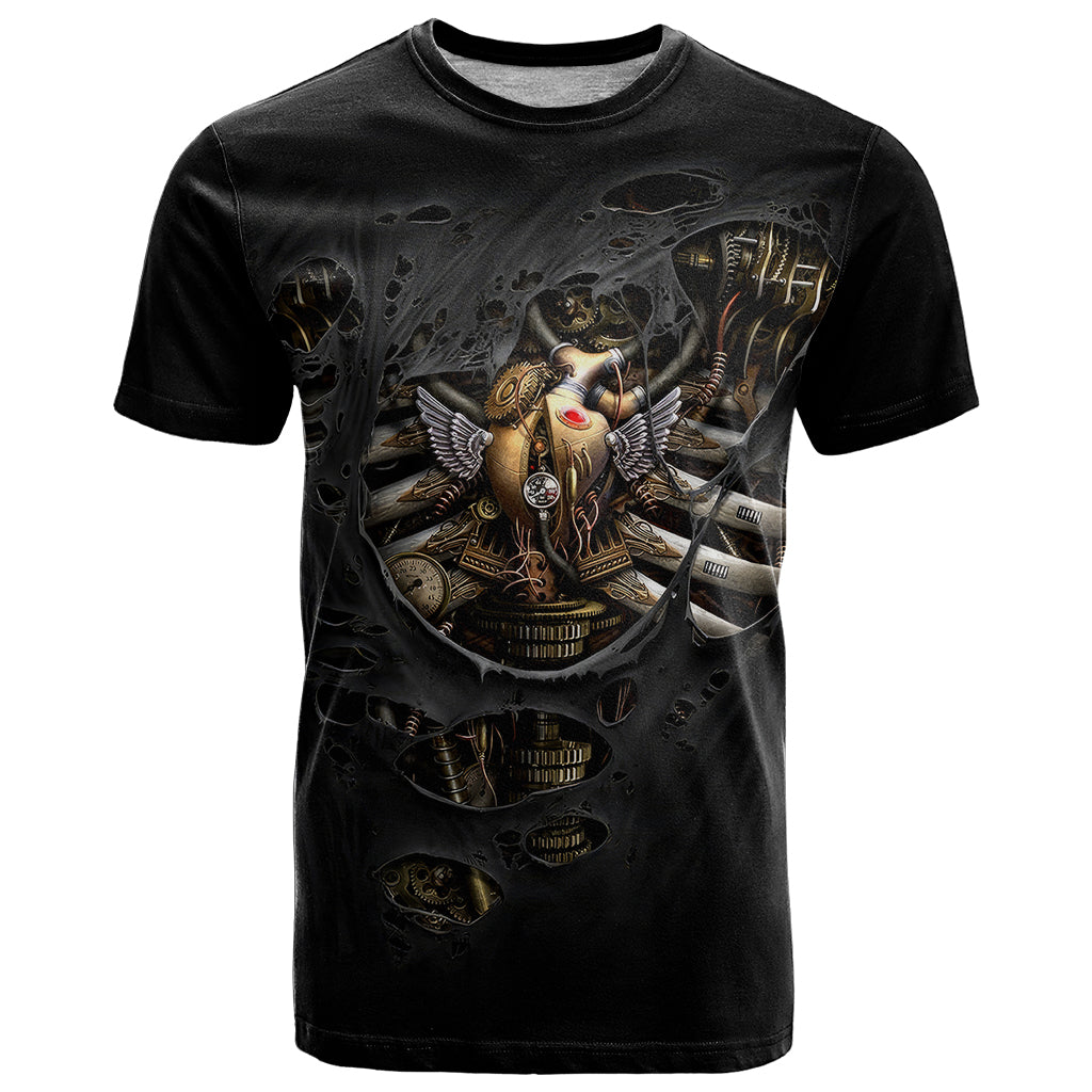 Skull T Shirt Skeleton Steampunk Heart Inside - Wonder Print Shop