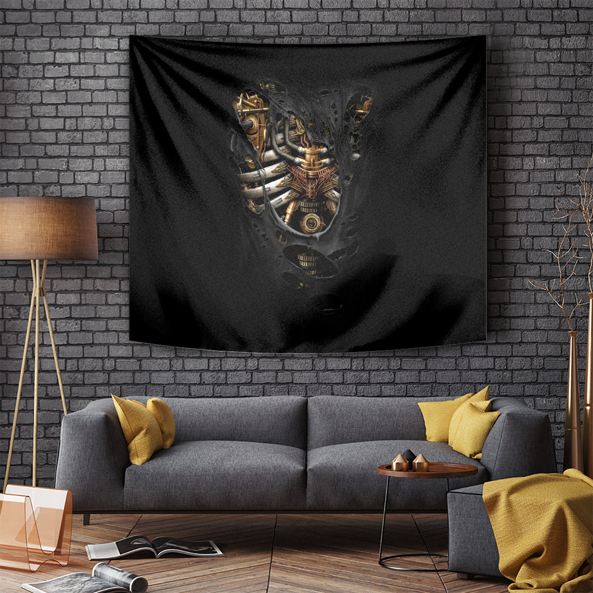 Skull Tapestry Skeleton Steampunk Heart Inside - Wonder Print Shop