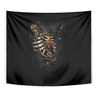 Skull Tapestry Skeleton Steampunk Heart Inside - Wonder Print Shop